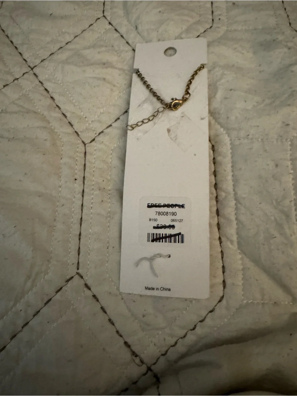 Free People Gold-Tone Hand Chain with Black Stones and Tassel